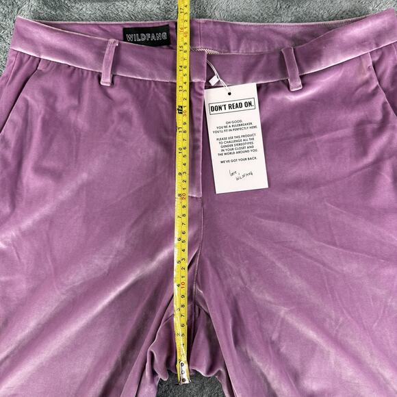 Wildfang Pants Womens 16 Purple Empower Velvet Slim Crop Stretch Trousers New - Picture 8 of 13